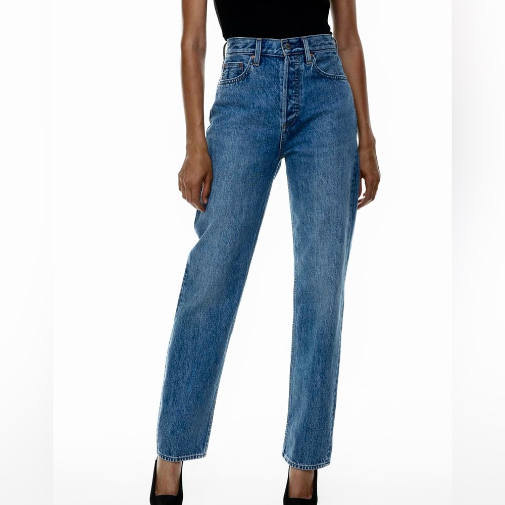 Denim Forum Women's Straight Leg Jeans in Medium Blue